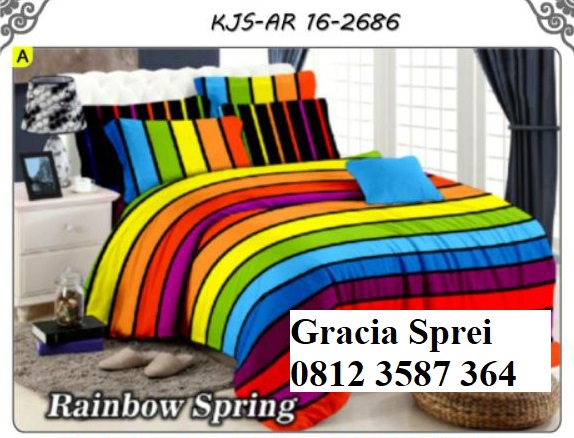 <p>Sprei Disperse Rainbow motif dengan corak denga